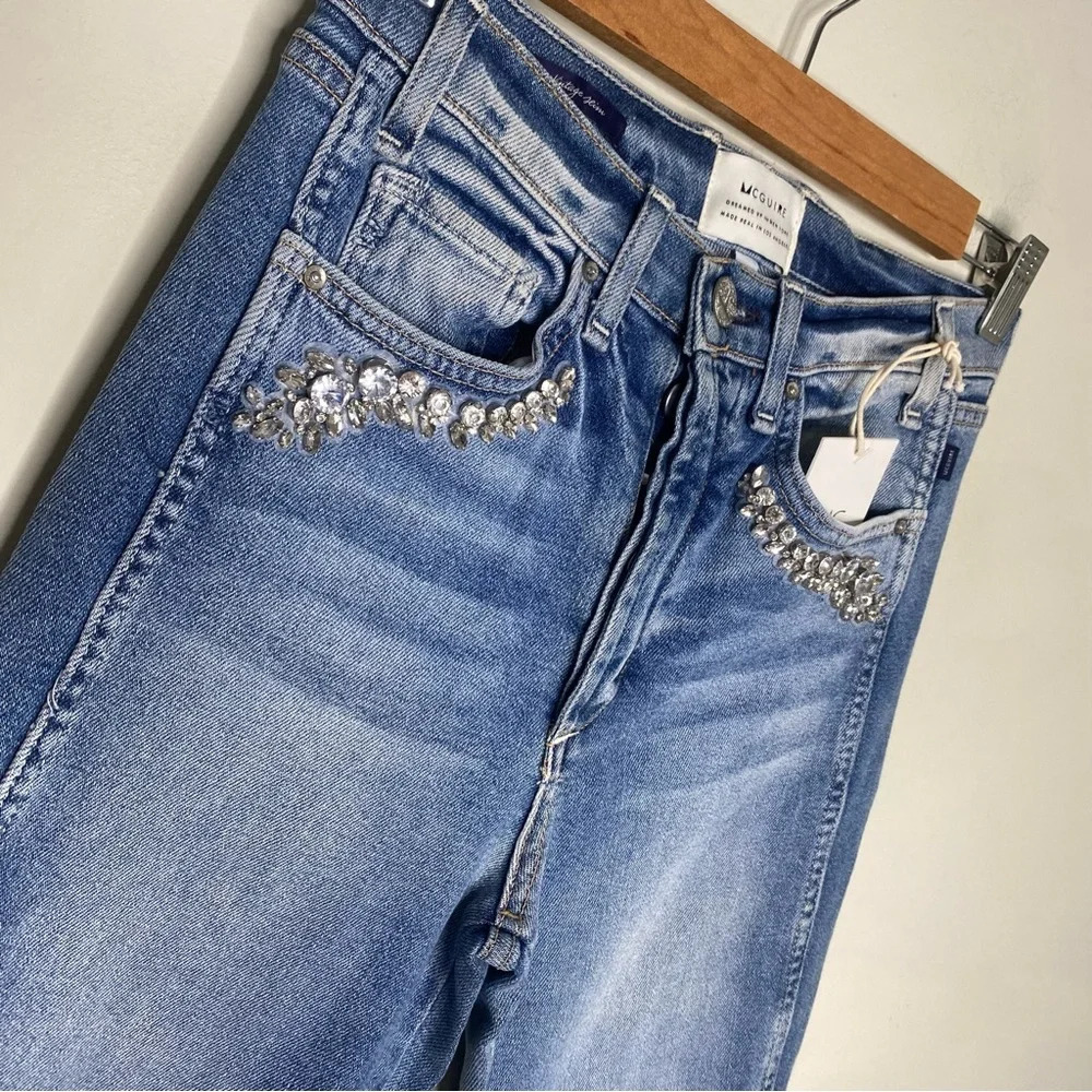 ✨NWT McGuire Rhinestone Gem Embellished Pocket Vintage Slim Jeans Size 27 - Picture 3 of 10